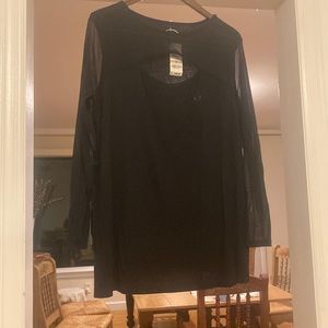 Sheer sleeve black top